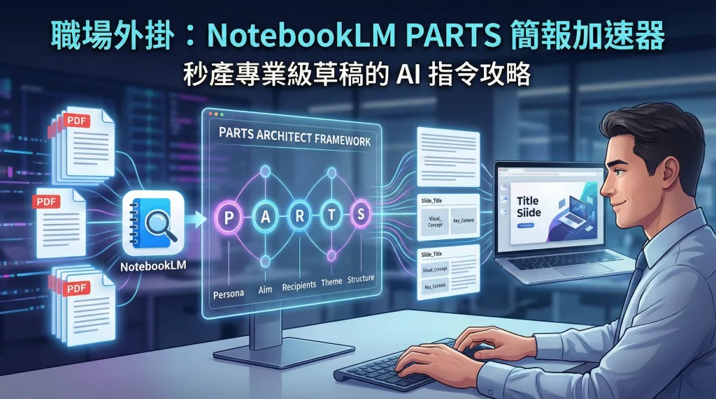 如何利用 NotebookLM + PARTS 架構秒產「設計師級」簡報草稿