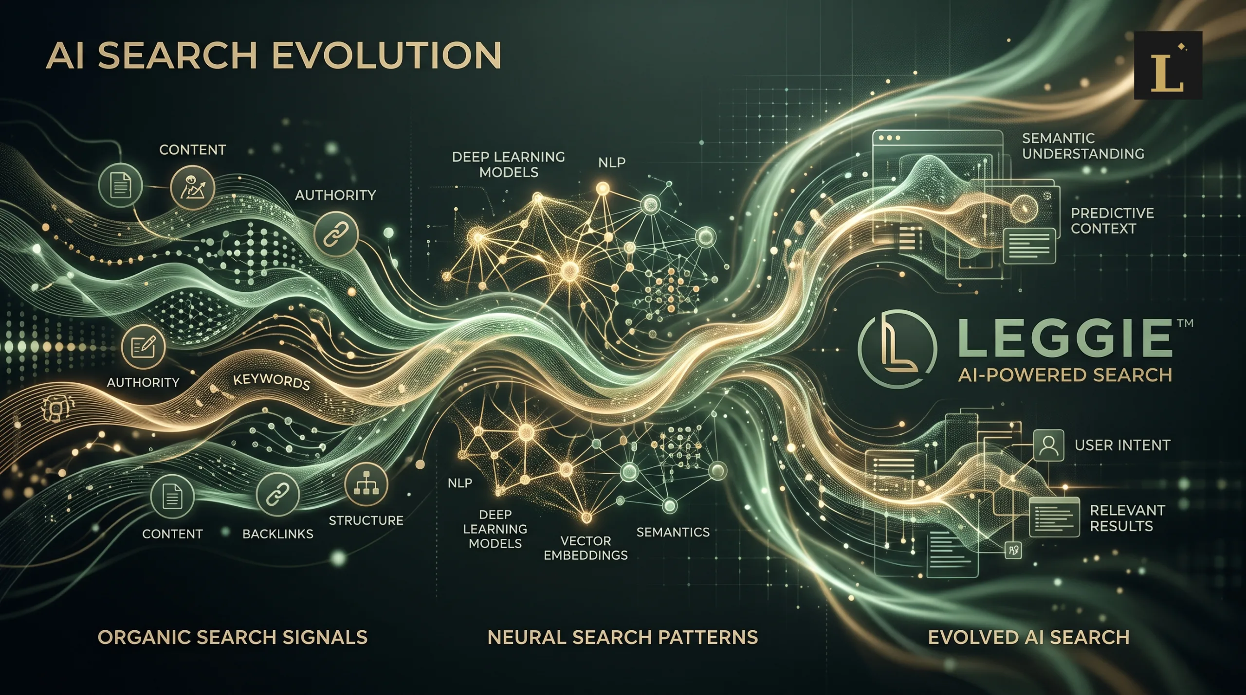 搜尋的未來：AI Overviews 更新解析首圖，呈現AI 搜尋與自然搜尋訊號交會的編輯視覺